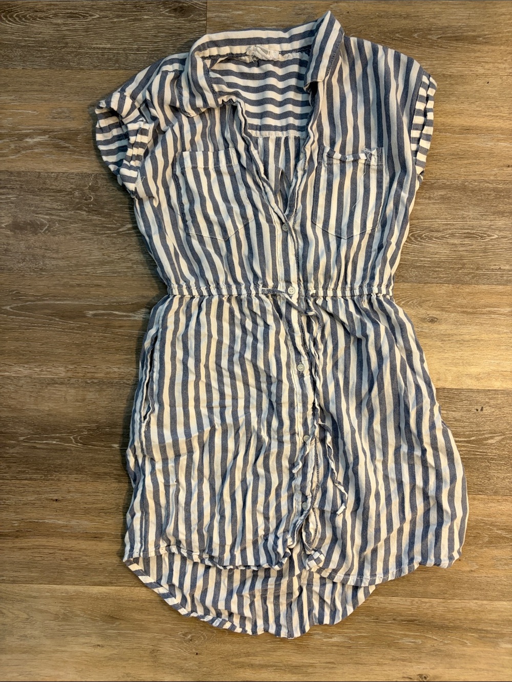Joie Striped Cotton Button-Front Shirt Dress in Blue and White size XS